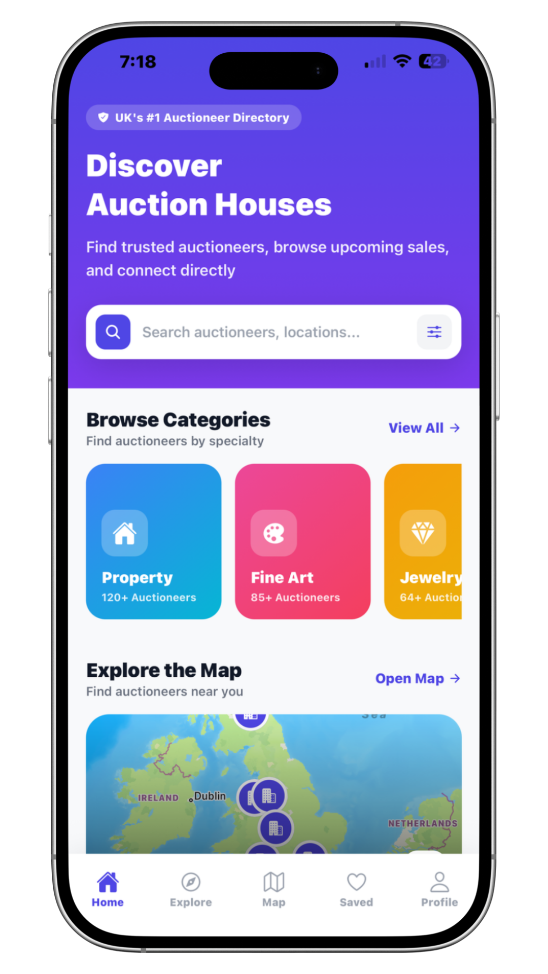 Auction App home screen