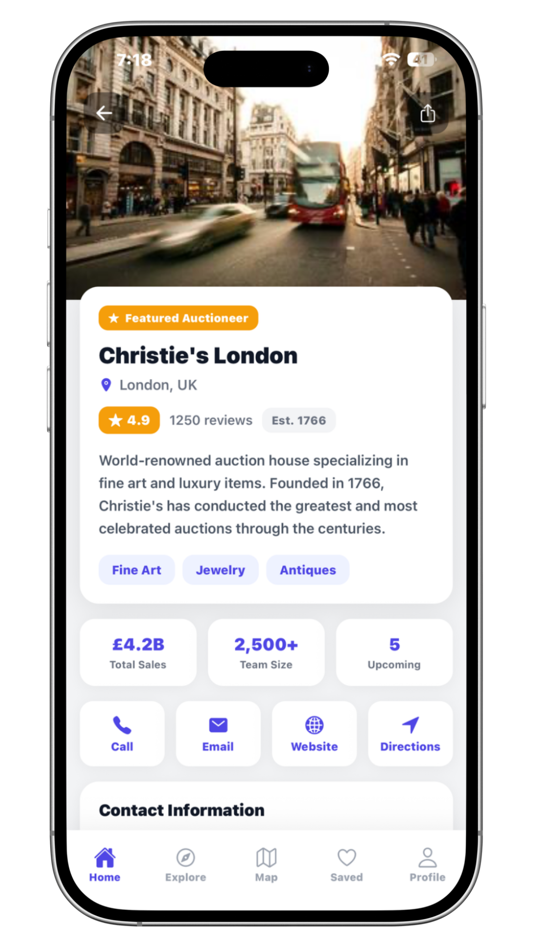 Auction house listing detail